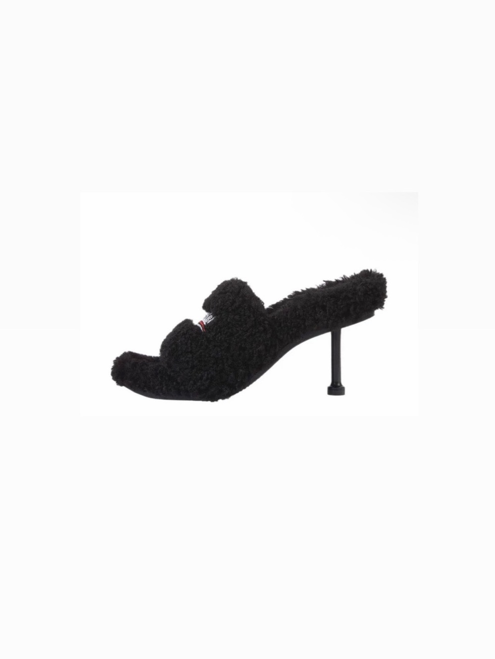 Balenciaga Black Faux-Shearling Mule Heels